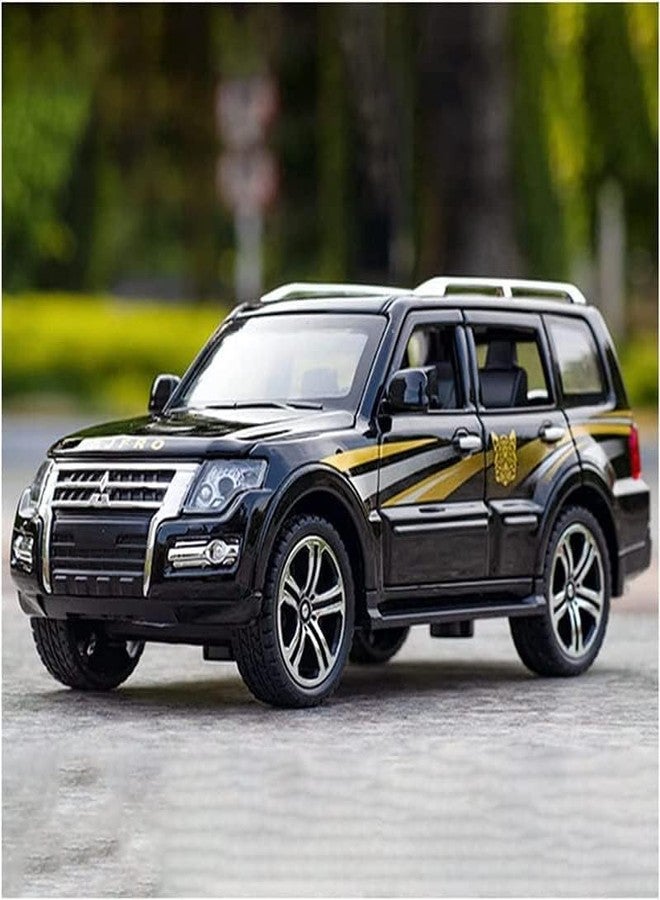 KENIRY 1:32 Scale Exclusive Alloy Metal Pull Back Die-cast Car Model with Sound Light Mini Auto Toy for Kids Metal Model Toy Car with Sound and Light? (PEJERO-Black) - Image 2